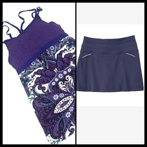 Athleta Strappy Shelf Bra Tank Top UPF 50+ Skort Set Purple XXS